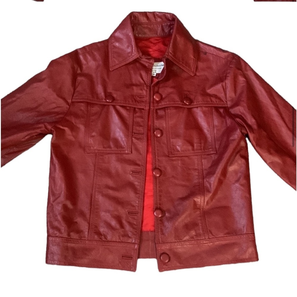 Eladio’s confeccoes red leather jacket size medium